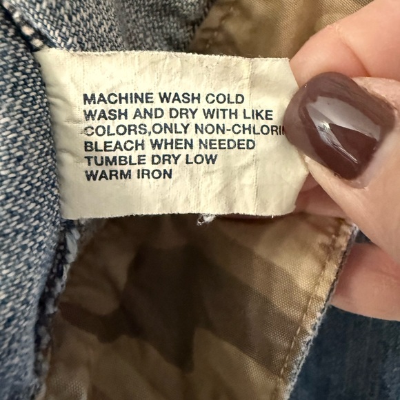 Vintage GAP Kids Light Blue Denim Jacket with neutral Camo lining Sz 14/16 - Picture 6 of 6